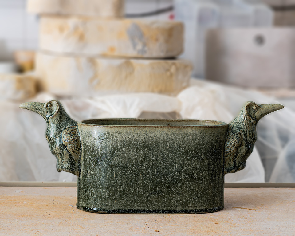 Kärl Råkhuvud, keramik av Elna-Karin Helgesson